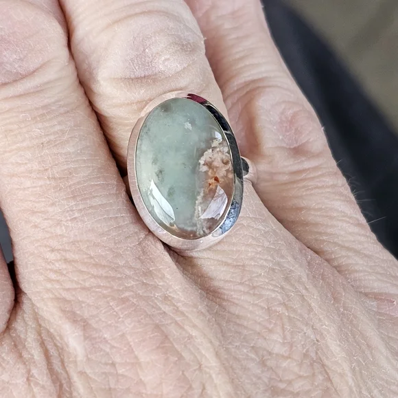 Genuine Aqua Crysoprase in Sterling Silver Sz 7! - Picture 5 of 5